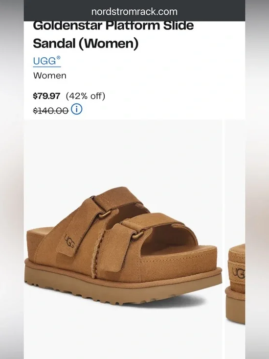 UGG Women's Tan Suede Double-Strap Slide Sandals - Picture 6 of 7